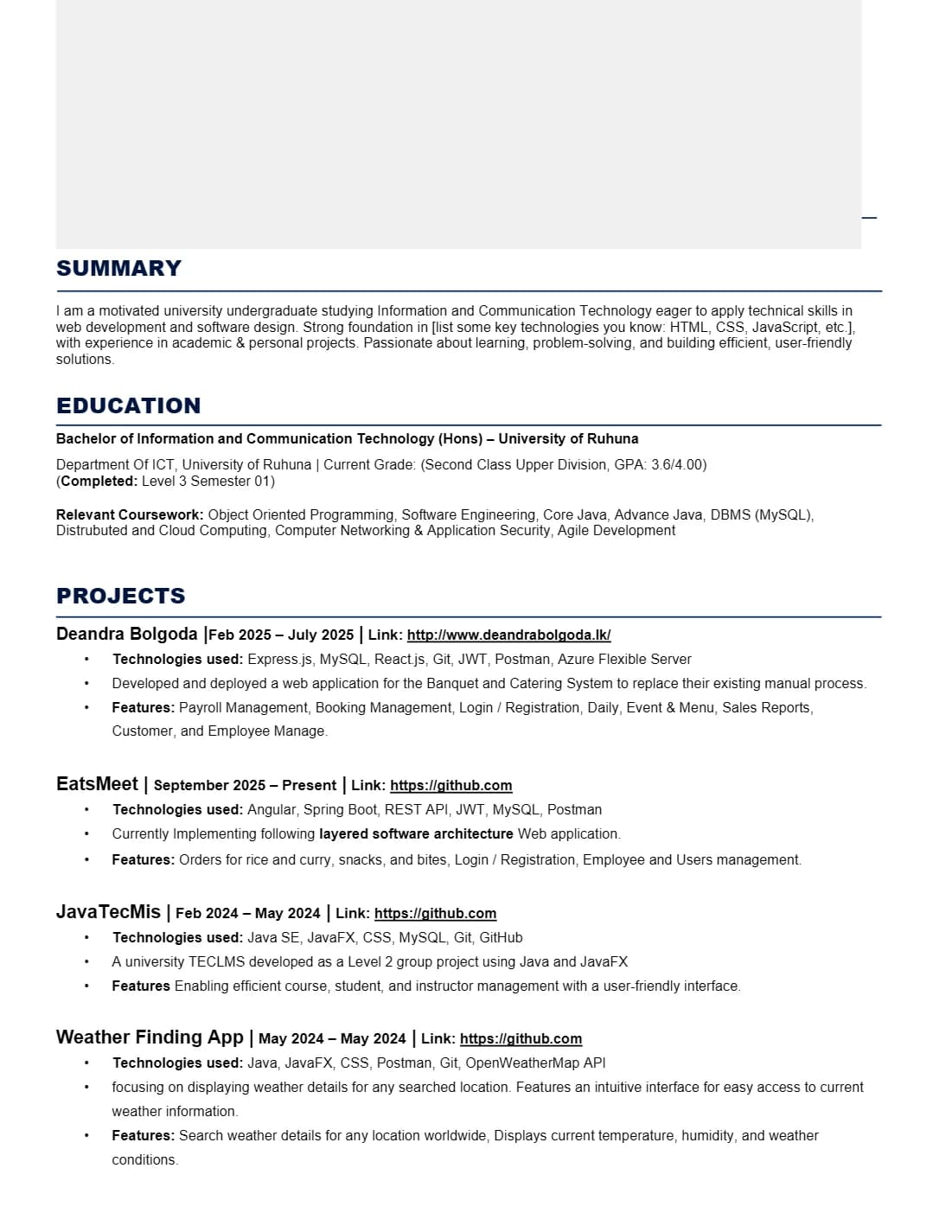 Software Engineer resume that passed a1m solutions resume screen