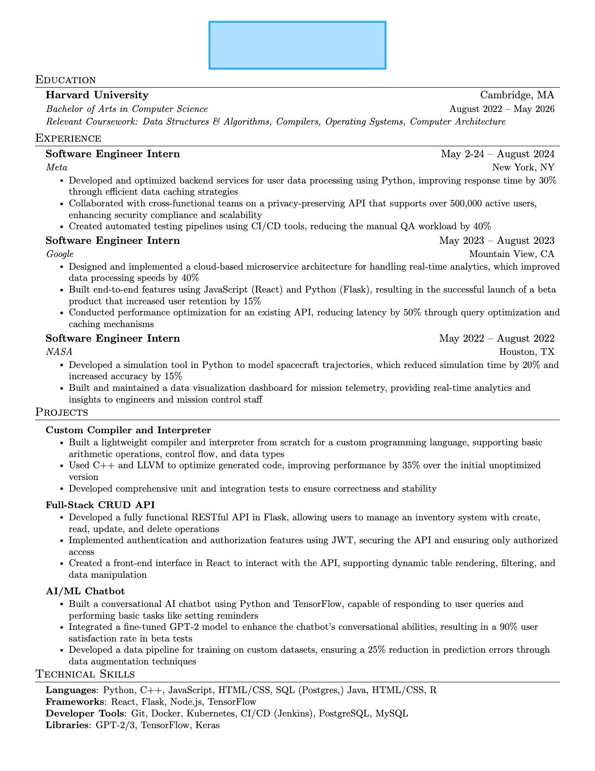 Software Engineer resume that passed Jane Street resume screen