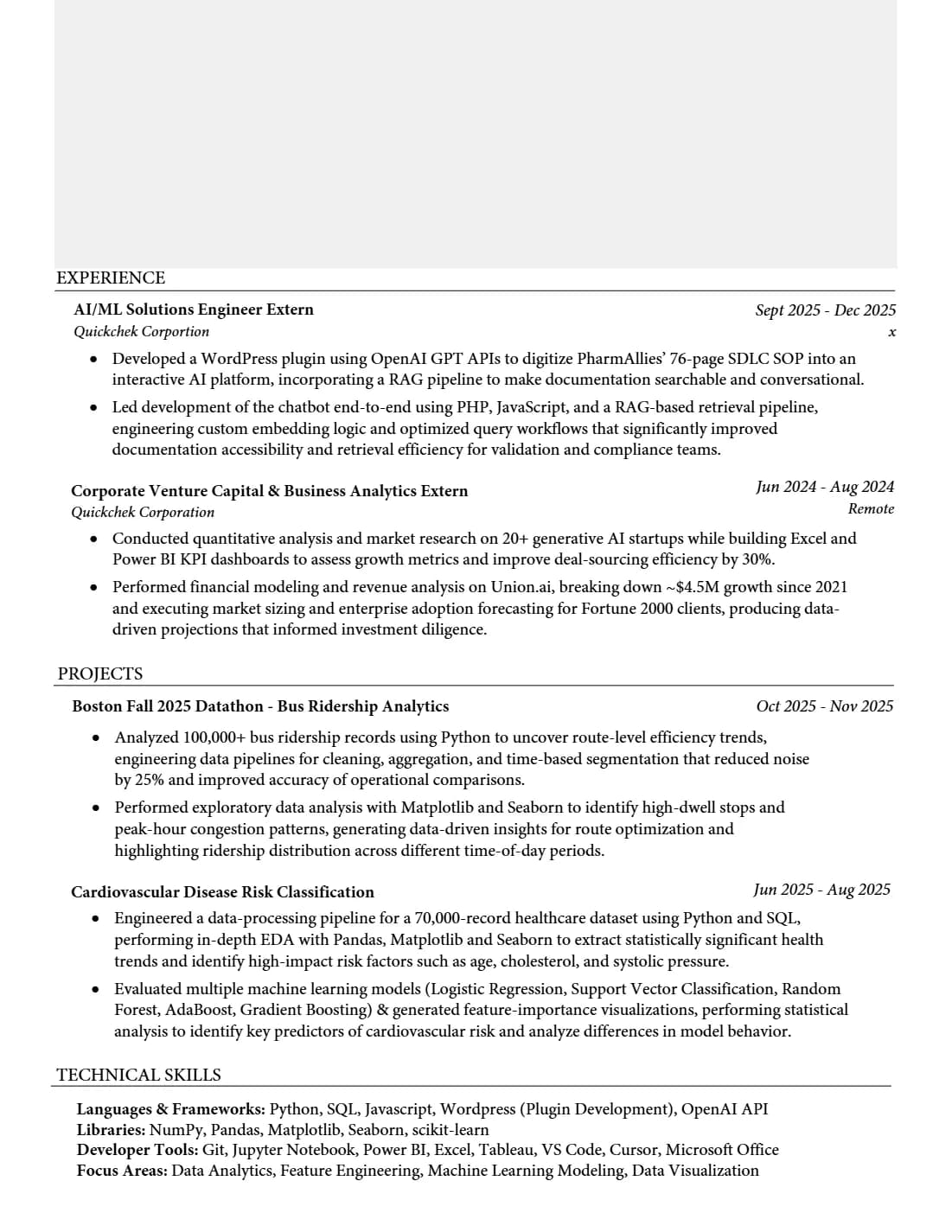 Data Scientist resume that passed Zynga resume screen