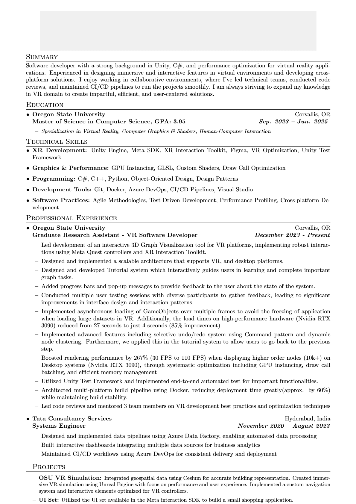 Software Engineer resume that passed Samsung resume screen