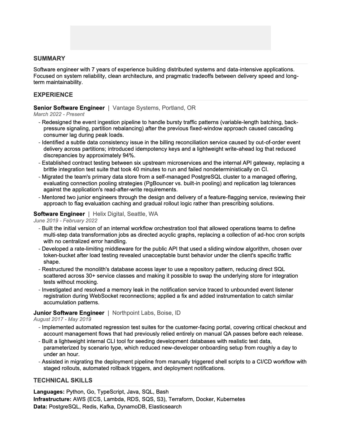 Software Engineer resume that passed Nvidia resume screen