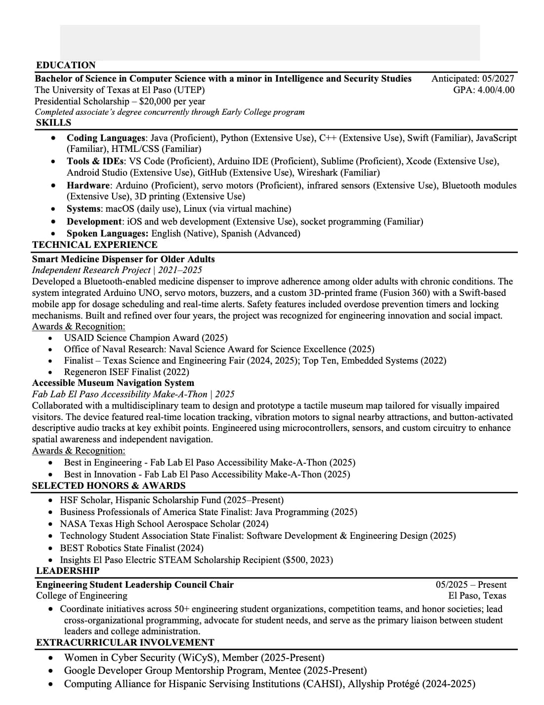 Software Engineer resume that passed Microsoft resume screen