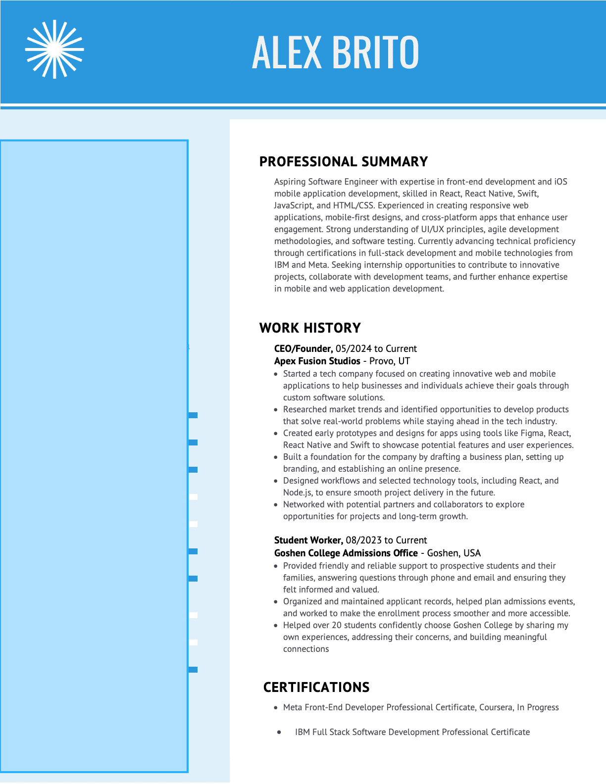 Software Engineer resume that passed Google resume screen