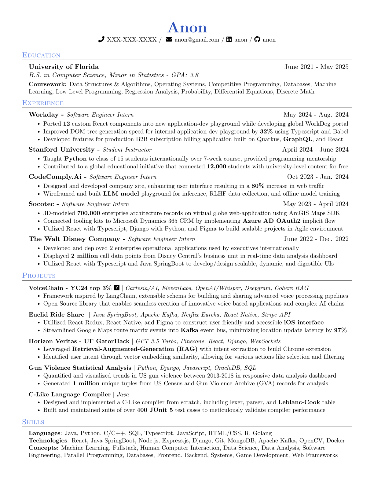 Software Engineer resume that passed Citadel resume screen